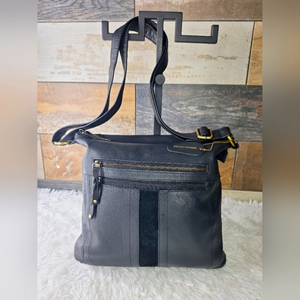 Great American Leather Works Pebbled Leather and Suede Crossbody Bag - 790735